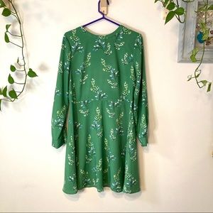 Green LOFT Dress with Floral Pattern